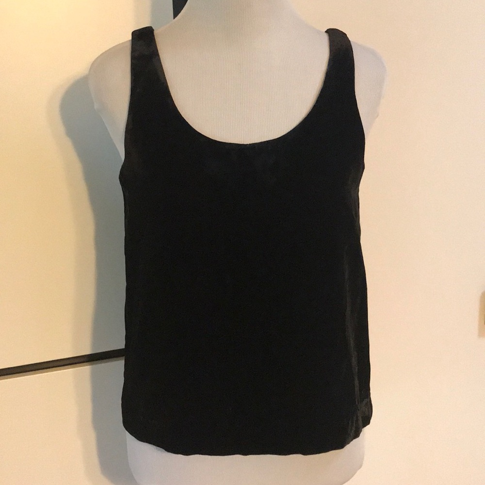 J. Crew black velvet tank top lined NWT 4P